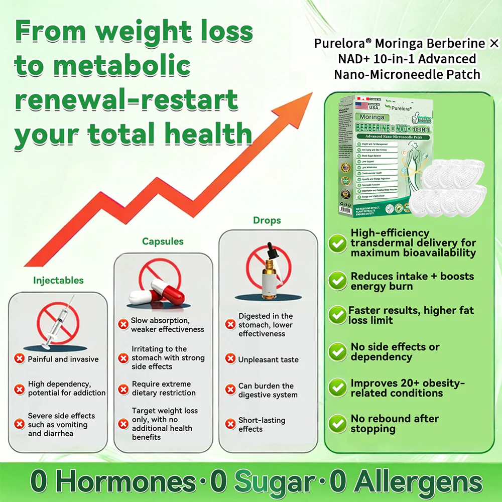 🏆 Best Seller | Purelora® Moringa Berberine × NAD⁺ 10-in-1 Nano Microneedle Patch (Just once daily, visible changes in 7 days) ✅ Supports weight management, loose skin, diabetes care, sleep apnea, joint comfort, and more - Image 11
