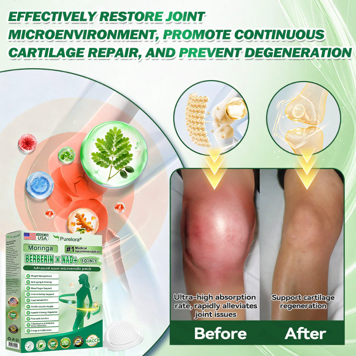⭐ Top Rated | Purelora® Moringa Berberine × NAD⁺ 10-in-1 Nano Microneedle Patch (Just once daily, visible changes in 7 days) ✅ Supports weight management, loose skin, diabetes care, sleep apnea, joint comfort, and more - Image 4