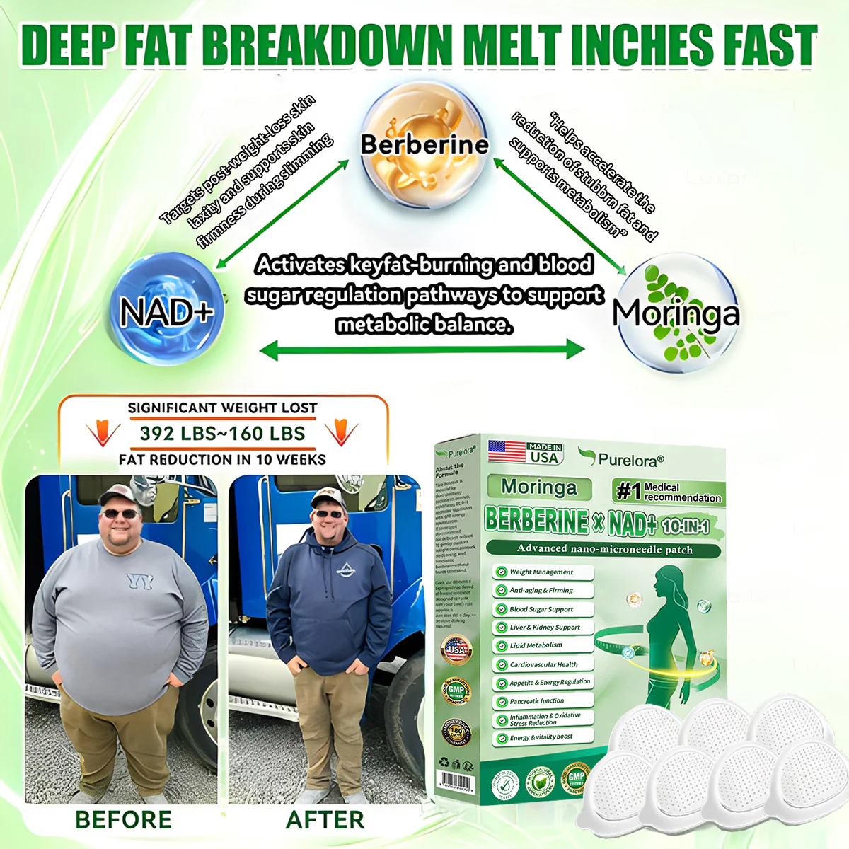 💎 Popular Choice | Purelora® Moringa Berberine × NAD⁺ 10-in-1 Nano Microneedle Patch (Just once daily, visible changes in 7 days) ✅ Supports weight management, loose skin, diabetes care, sleep apnea, joint comfort, and more - Image 10
