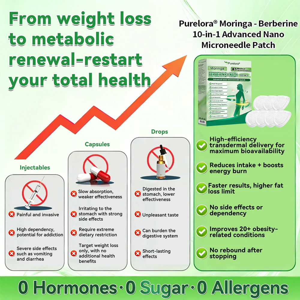 🏆 Best Seller | Purelora® Moringa Berberine × NAD⁺ 10-in-1 Nano Microneedle Patch (Just once daily, visible changes in 7 days) ✅ Supports weight management, loose skin, diabetes care, sleep apnea, joint comfort, and more - Image 2