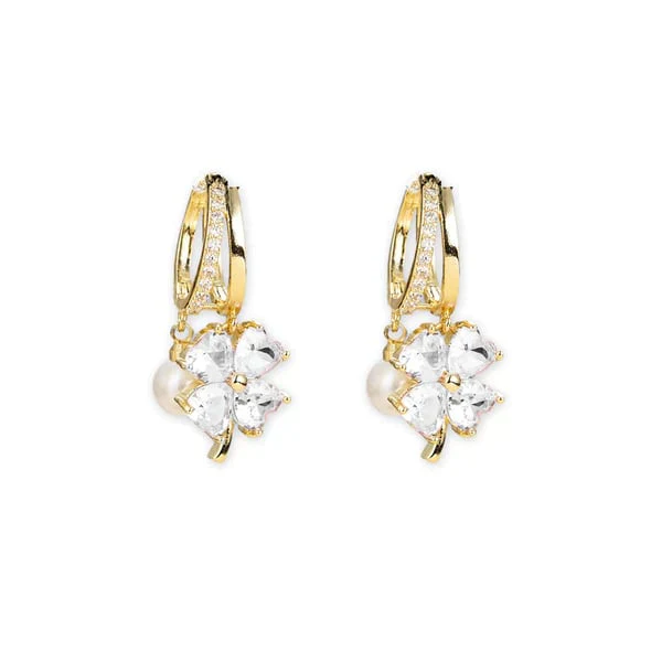 🔔 In High Demand丨Germanium Earrings Lymphatic Magnetotherapy for Weight Loss Purple Crystal Four-Leaf Flower Pearl New Light Luxury Ear Accessor - Image 4