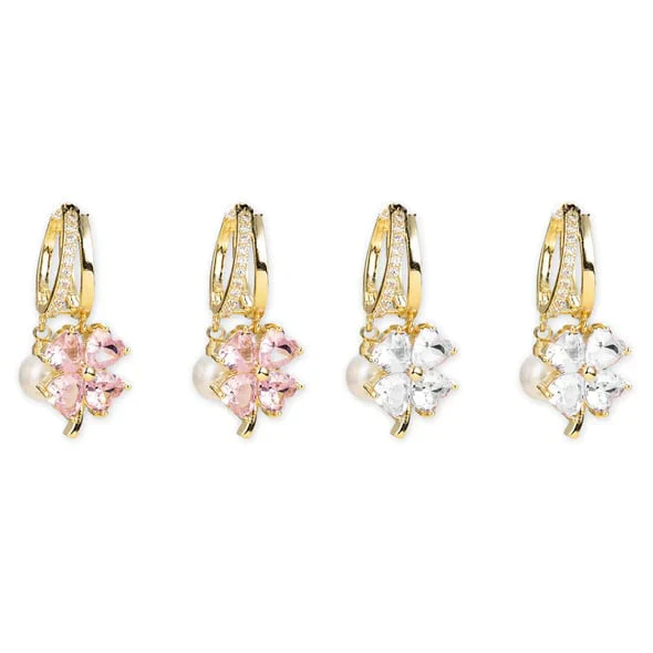 🔔 In High Demand丨Germanium Earrings Lymphatic Magnetotherapy for Weight Loss Purple Crystal Four-Leaf Flower Pearl New Light Luxury Ear Accessor - Image 5