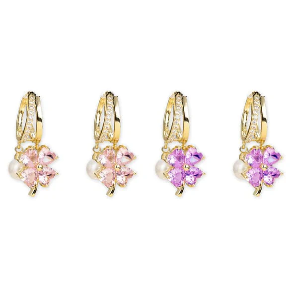 🔔 In High Demand丨Germanium Earrings Lymphatic Magnetotherapy for Weight Loss Purple Crystal Four-Leaf Flower Pearl New Light Luxury Ear Accessor - Image 6